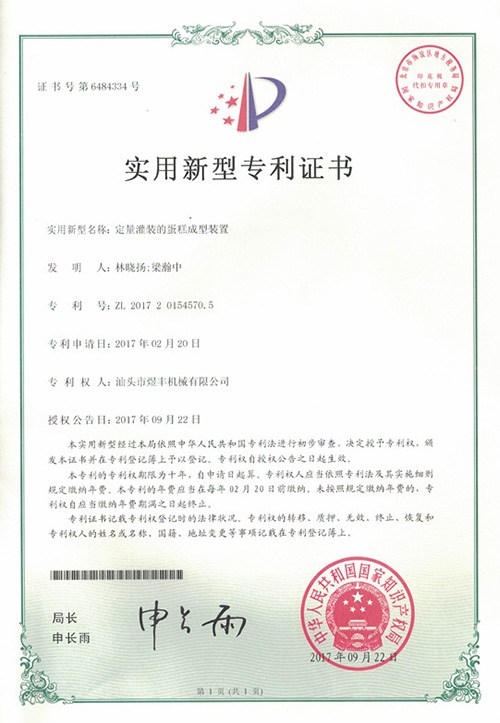 Patent certificate